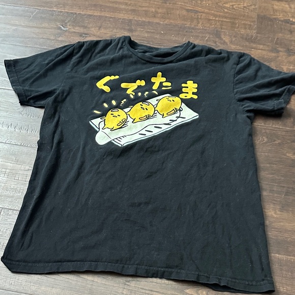 Tops - Black Gudetama Graphic T-Shirt #A2